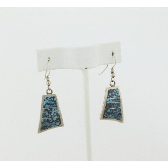 Sterling Silver Turquoise Earrings Dangle Drop - Picture 7 of 8